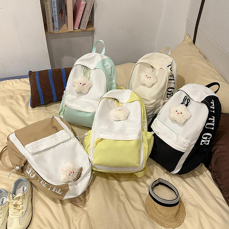 Letter Printed Backpack Women's Lightweight Schoolbag for Primary School Students Large Capacity Campus Backpack