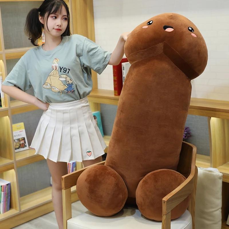 New 1pc Giant Long Pillow Lifelike Penis Plush Toy Stuffed Dick Trick Doll Real-life Penis Plush Pillow Sexy Toy Gift For Lovers