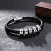 Personalized Men Leather Bracelet with 1-6 Name Beads Customized Family Names Black Rope Magentic Buckle Bracelets for