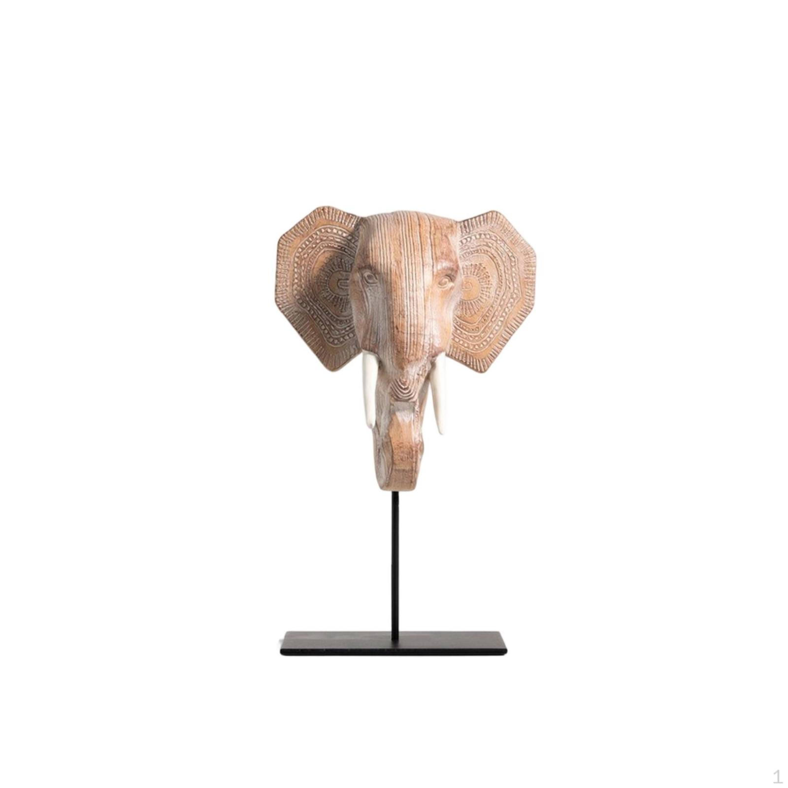 Elephant Head on Wooden AppearanceLook Figurine