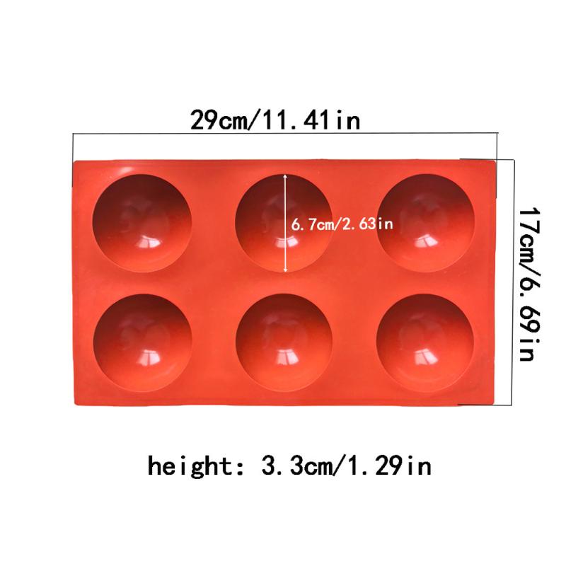 6 Holes Circular Footprint Silicone Baking Mold Reusable BPA Free Mould for Fondant Cookie Pudding Home DIY Baking