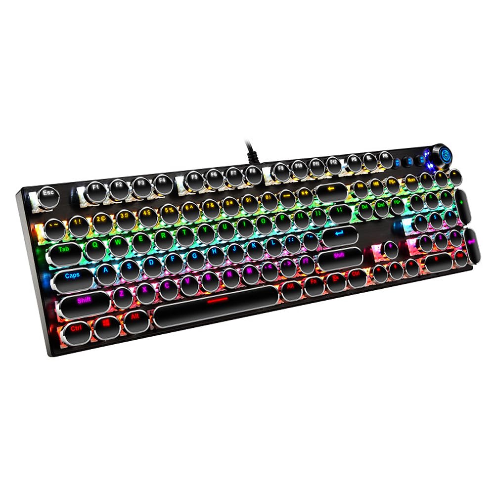 

Mechanical Keyboard with RGB Wired Retro Modern Typewriter English for Home and Gaming Use Backlighting, Connection, Full-Size Keyboard, Design,