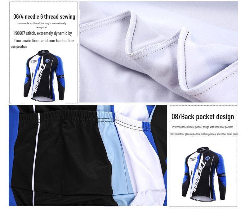 Unisex Fleece-Lined Cycling Set: Long Sleeve Top & Pants for Autumn/Winter