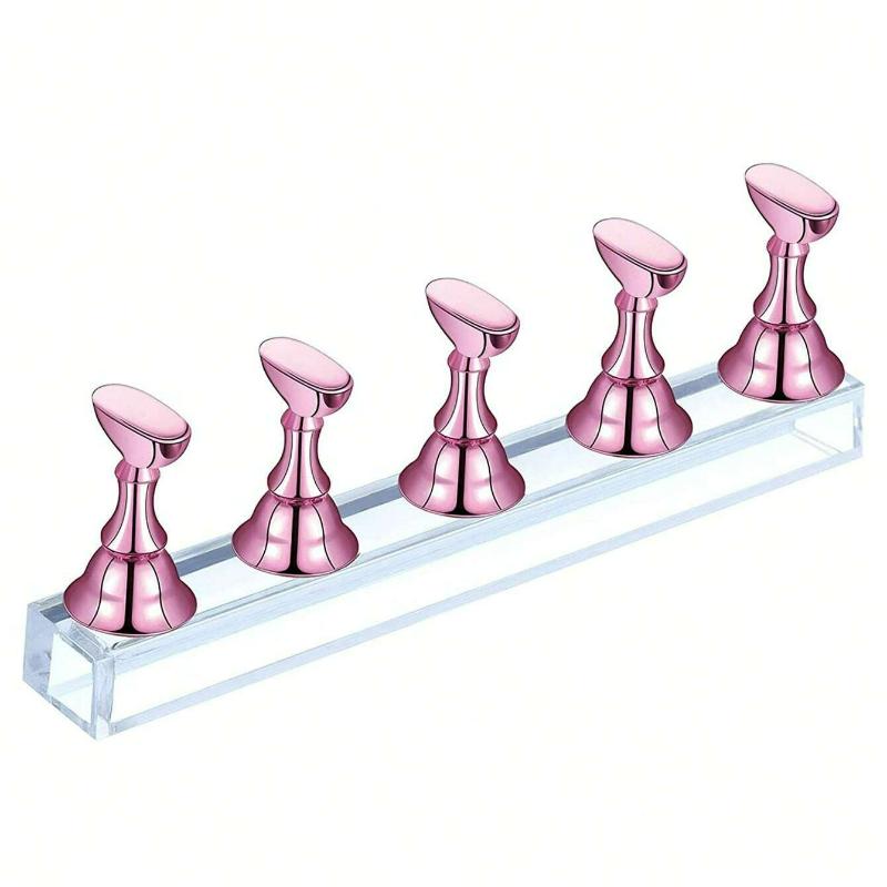 

Nail Stand For Press On Nails Display, Magnetic Fake Nails Holder For Painting Nails Practices, Beginner Nail Art Tools For Press On Nails рожевий колір золота