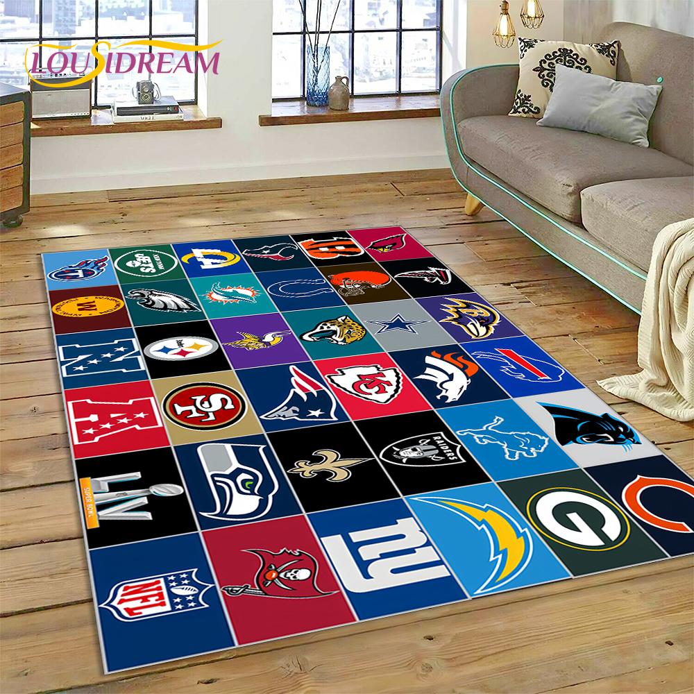 American Football N-NFL Zeichen Rugby Gamer Teppich für Wohnzimmer Schlafzimmer Dekoration, Bodenteppich rutschfeste Dekoration für Sofa Fußmatte
