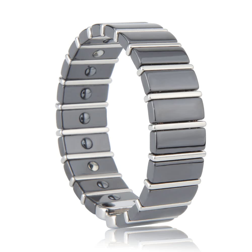 

Germanium Bracelet Ceramic Bangle Hematite Magnetic Bangle Static Elimination Bracelet Health Accessory [Hachi] Men s (19.5cm, Black)