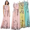 Elegant Plus Size Womens Floral Sleeveless Belted Maxi Long Dress For Summer Parties