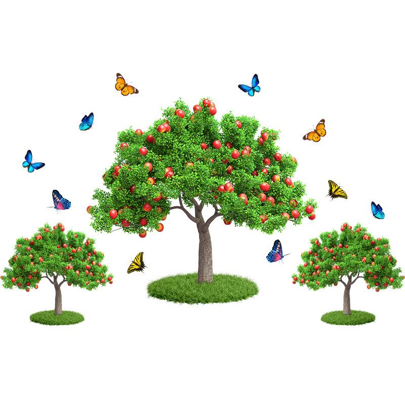 

Настінна наклейка Яблуня Сільський декор для дому для Спальні Вітальні Орендного будинку Сучасна проста наклейка 60x90cm зелений