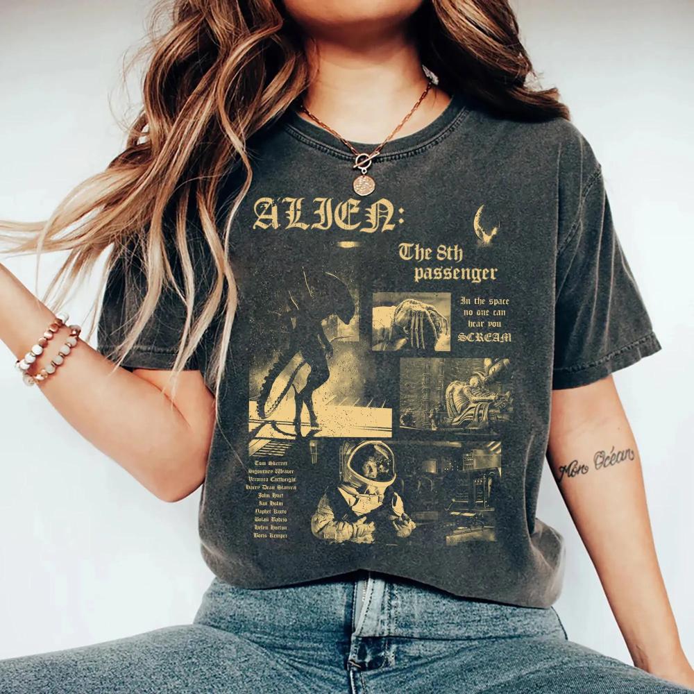SciFi Horror TShirt 80s Alien Movie Tee TShirt Clothing Graphic Short Sleeve Shirt Unisex Unisex Women AllSeason