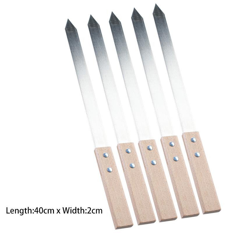 Stainless Steel BBQ Skewers 40/50cm Flat Heavy-Duty Kebab Sticks for Grilling Outdoor Cooking Camping Durable