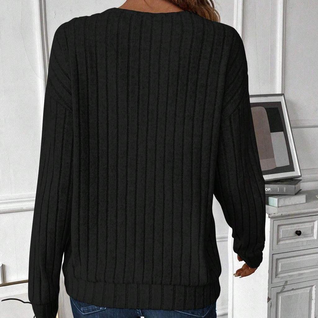 (S ~ 5XL) Damski swobodny, modny, jednolity sweter z dzianiny, dekolt w serek, długi rękaw, luźny pas, miękki, oddychający, dzianinowy top na jesień i zimę, stylowy, plus top