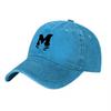 M Logo Washed Canvas Baseball Cap Classic Black Adjustable Hat Vintage Style Unisex Outdoor Wear Fashion Accessory