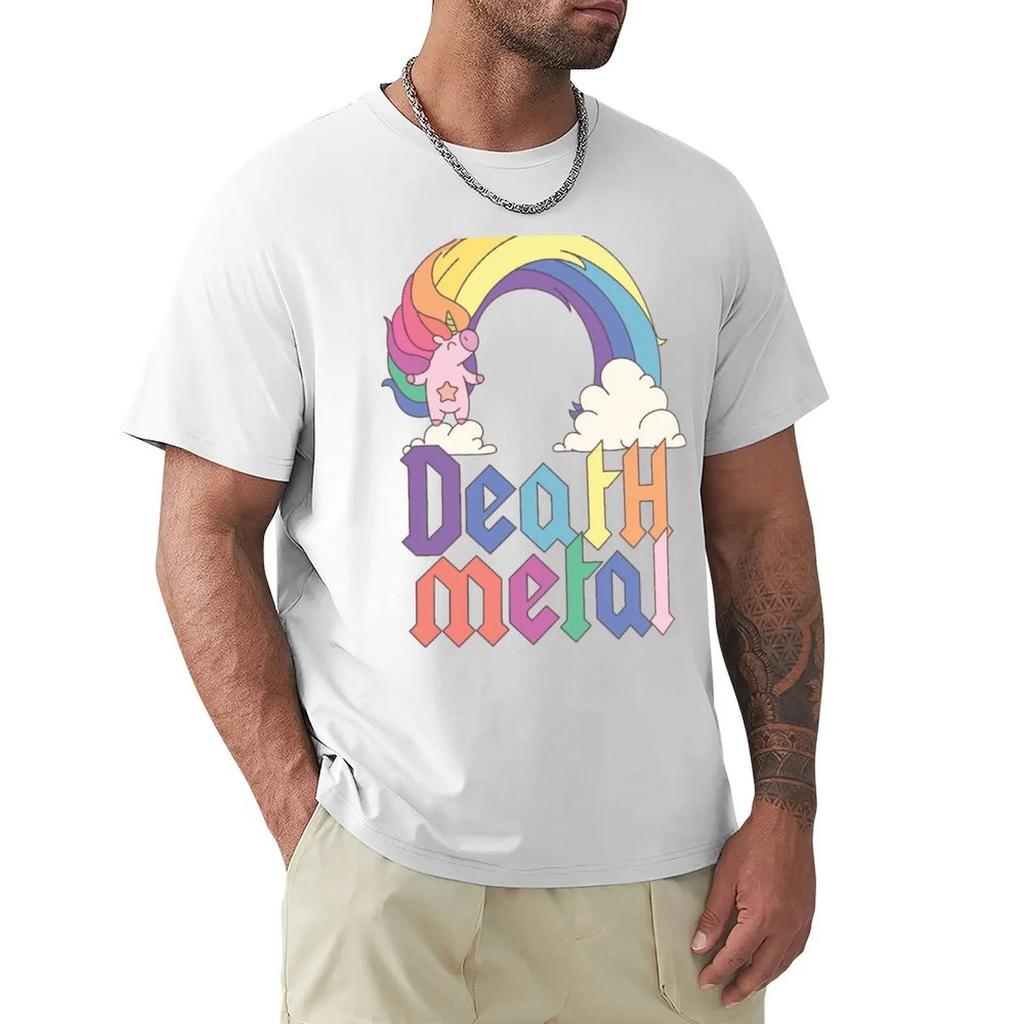 Lustiges Death Metal Einhorn Niedlich Rockmusik Band Liebhaber T-Shirt Übergröße Tops Vintage T-Shirt Männer 2025 Neues Modell
