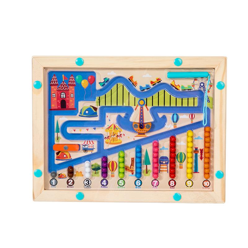 Animal Color Sorting Wooden Magnetic Bead Maze for Kids