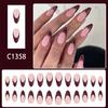 Press On Nail 24pcs Wine Red White Polkas French Design False Nail Breathable ABS Construction For Sensitive Fingers
