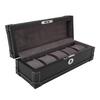 5 Slot Watch Box Watch and Jewelry Case Dust Resistant Watch Storage Organizer for Home Travel Black
