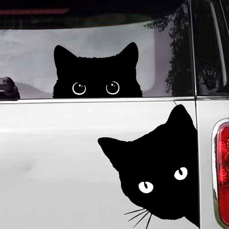 Podglądanie Kota Czarny Kot Naklejki Samochodowe Naklejki na Szyby Samochodowe Naklejki Dekoracyjne Do Zadrapań Akcesoria Samochodowe
