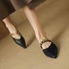 Hot Sale Summer New Style Luxury Pointed Toe Flats Heel Casual Pure Color Outdoor Wearable Half Slip On Sandals Fashion Slippers