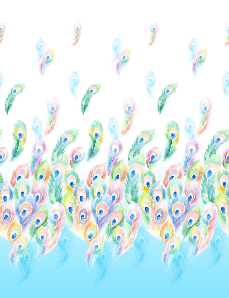 2PC Home Decoration Curtains, Peacock Feather With Rod Pocket Curtains, Kitchen, Coffee Shop, Living Room, Balcony, Garden