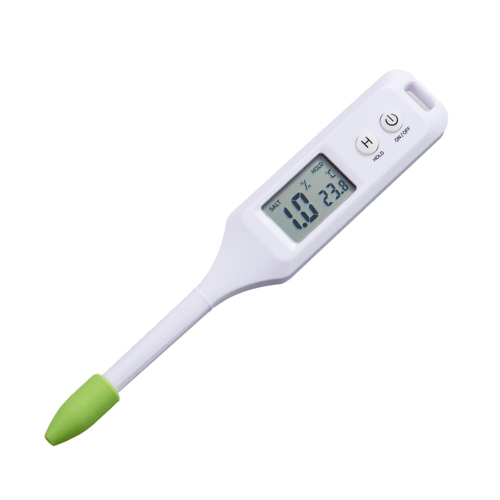 Aimedia Salt Concentration Meter with Thermometer, Salt Meter, Salt Measurement Device (0.1% increments), Digital, for Cooking, Health, Food Managemen