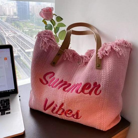 Sac Féerique Sac à Main Shopping Épaule & Cabas à Pompons Brodé pour Femmes