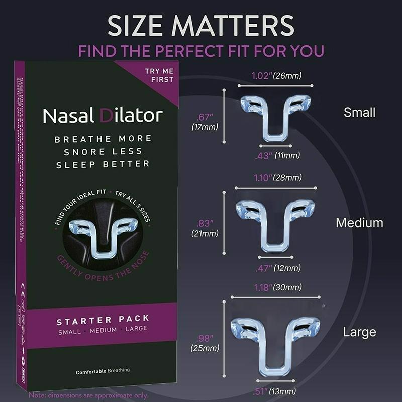 Hållbar och säker 3 storlekar Snarkstoppare Silikon Elastiskt Näsklämma Anti-Snarkningstillbehör Nasdilatator för Bättre Sömn & Förbättrat Luftflöde