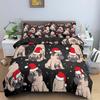 3D Christmas King Queen Duvet Cover Set Kids Cartoon Merry Christmas Red Quilt Cover 2/3pcs Polyester Beddings Set Single Double