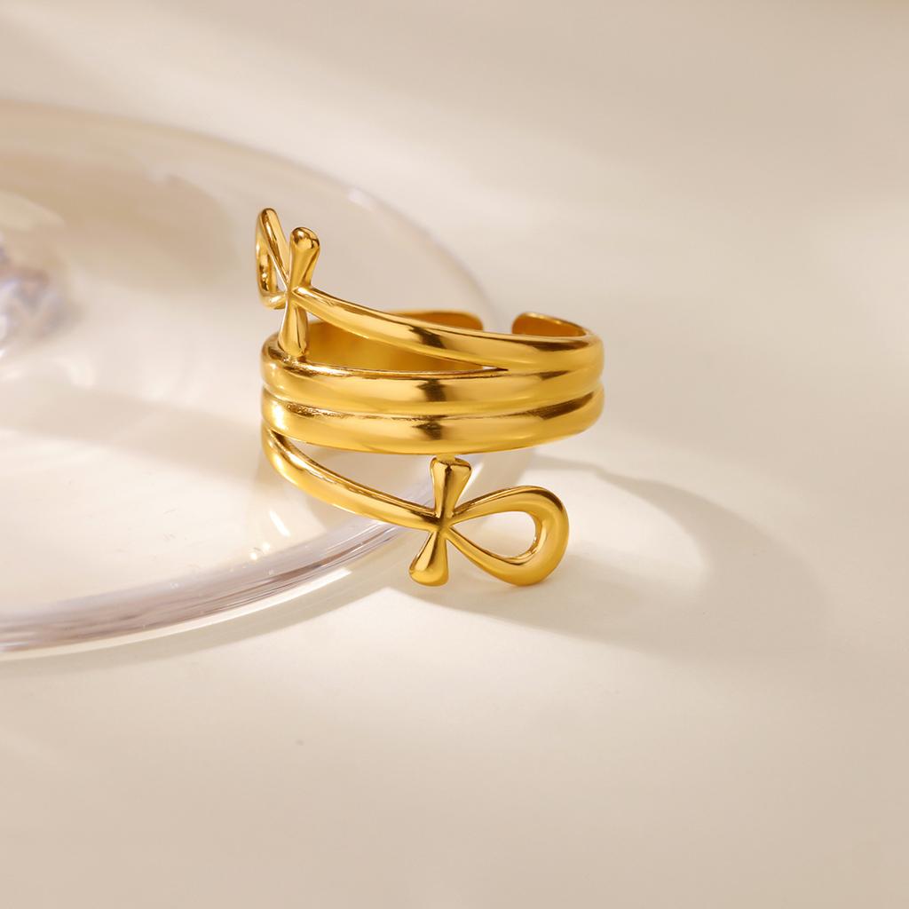 New double-layer cross ring, male and female couples ring, double-layer k ring.