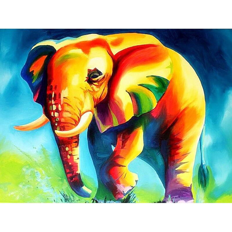 Noua pictură cu diamant 5D DIY, elefanți, broderie cu diamante, animale, punct de cruce, burghiu rotund complet, decorarea casei, cadou de artă manuală