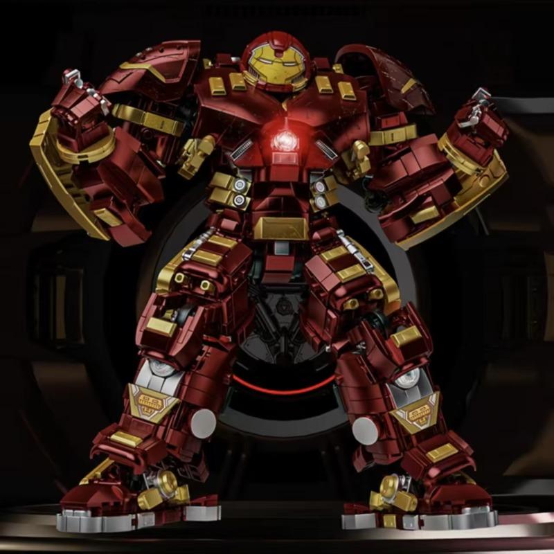In Stock Marvel Iron Man Hulkbuster Mecha 2653 Particles Luminous Edition Avengers Plastic Assembly Model Boy Toy Festival Gift