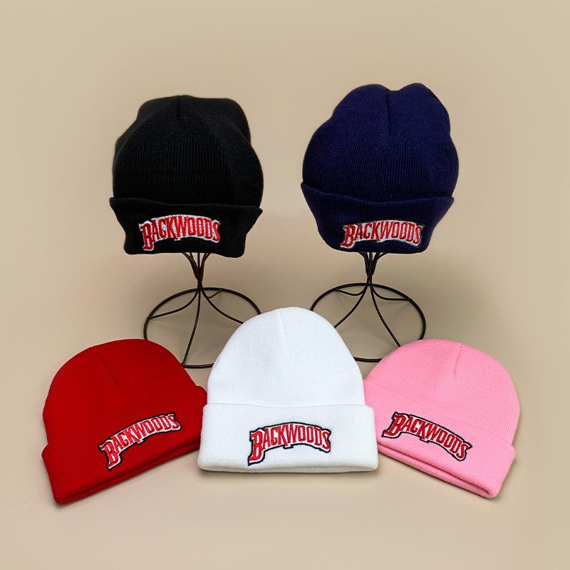 American Casual Embroidery Letter Knitted Hat Men'S And Women'S Warm Versatile Student Simple Pullover Hat