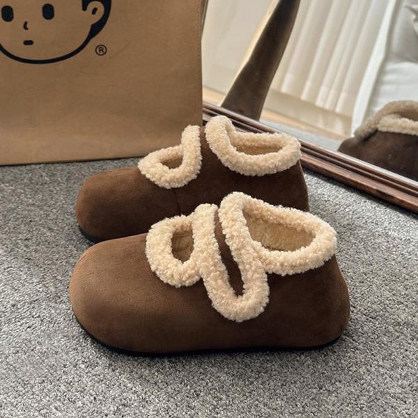Fashion Shallow Mouth Korean Shoes Round Toe Loafers Fur All-Match Casual Female Sneakers Dress Flats Women 2025 New Winter Leisure Soli