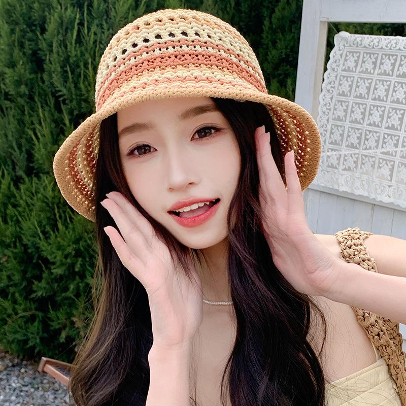 

Summer hat women s sunshade sun hat knitted sweet small clear bucket hat outdoor versatile basin hat average size