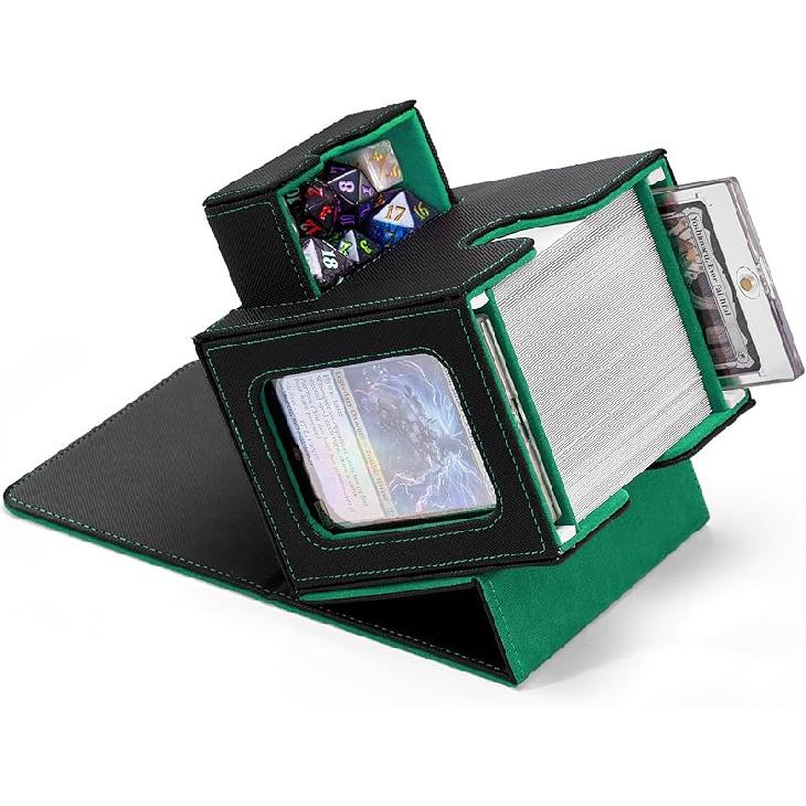 MTG Commander Deck Box with Dual Commander Display, Patented Card Deck Box Fits 100 Double-Sleeved Cards, MTG Card Case with Dice Tray, 2 Dividers, 2