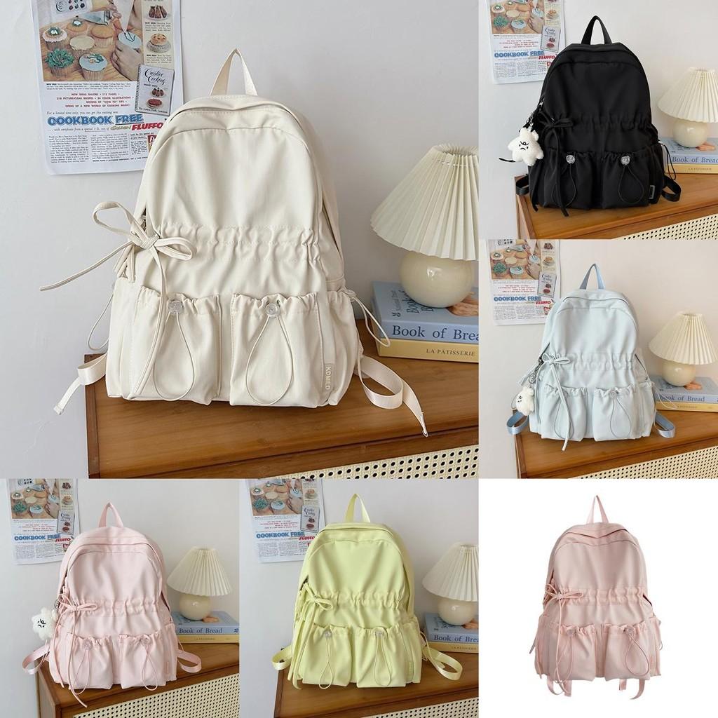 Simple School Backpack With Solid Color And Bow Design Design For Daily Teens