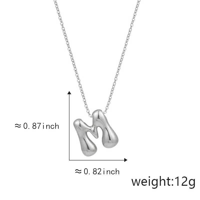 Cute Smooth Letter Necklace, Chubby Pendant, European and American Fashionable and Simple Collarbone Chain