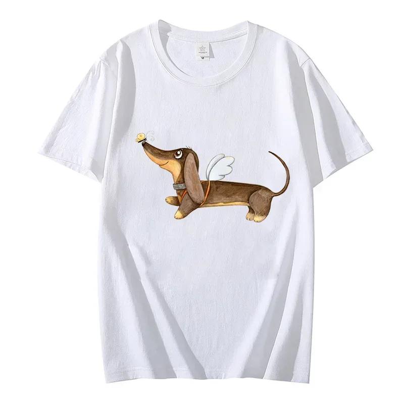 Dachshund Pug Oversized T Shirt Women Men Tops Short Sleeve Tee Shirts Homme White Tshirt Streetwear Funny Dogs Men's Brand Tops
