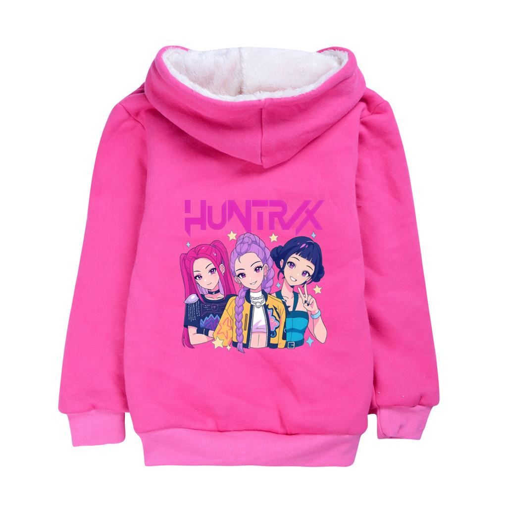 5025 Girls Kpop Zoey Mira Rumi Zoey Rumi Mira Print Casual Long Sleeves Velvet Warm Winter Jacket