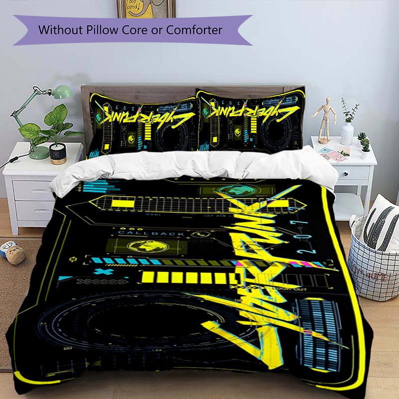Cyberpunk 3pcs Bedding Set Duvet Cover Closure Includes 1 Duvet Cover & 2 Pillowcases for All Seasons Bedroom Home Dorm Decor