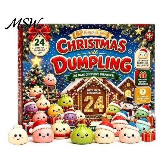 Christmas Stocking Stuffers Advent Calendar with Squeeze Toys, Cute Silicone Dumpling Figures, Stress Relief Sensory Fidget Toys for Kids And