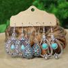 Boho Women Earrings Set Multi Pieces Set Vintage Style Geometric Shape Beads Flowing Tassel Design Party Decor