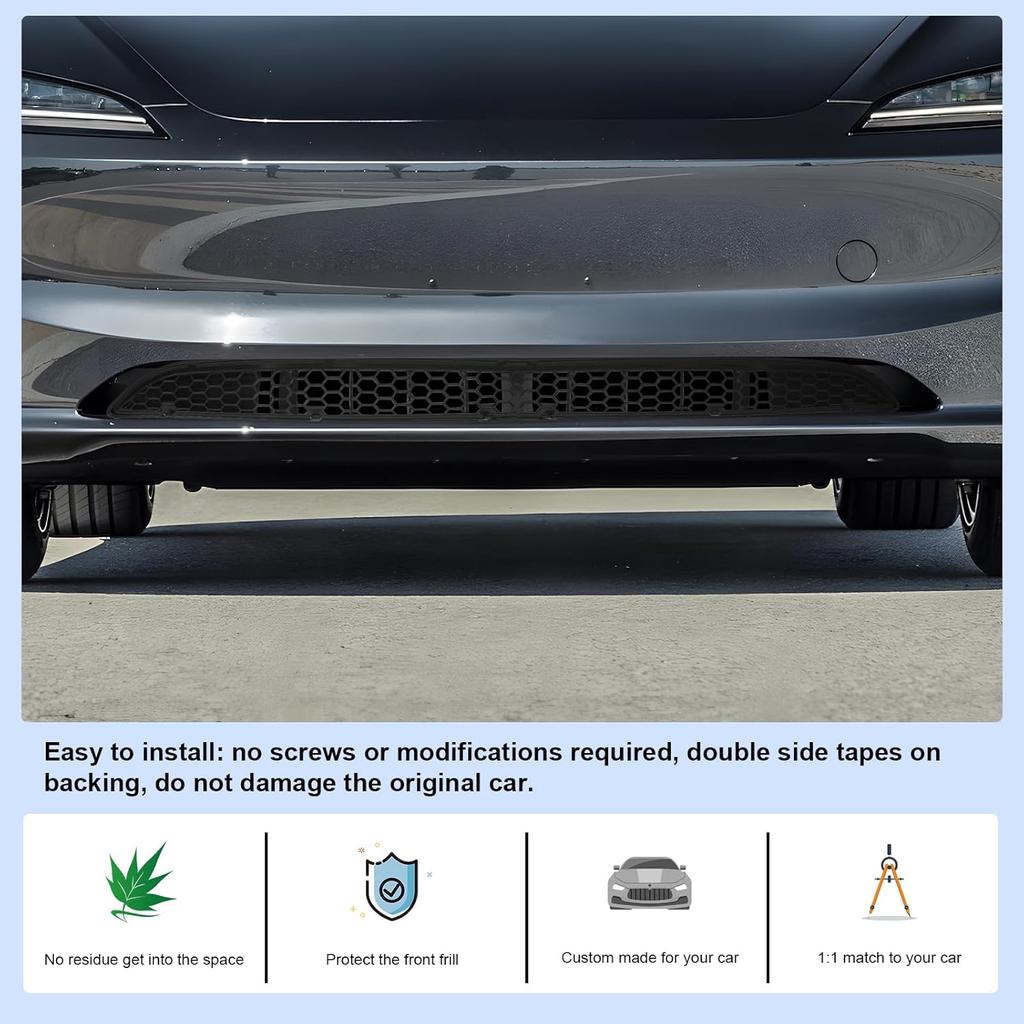CDEFG For 2024 2025 Tesla Model 3 Front Grill Mesh Erts Trims Front Grille Guard For 2024 2025 Tesla Model 3 Car Exterior Accessories Front License