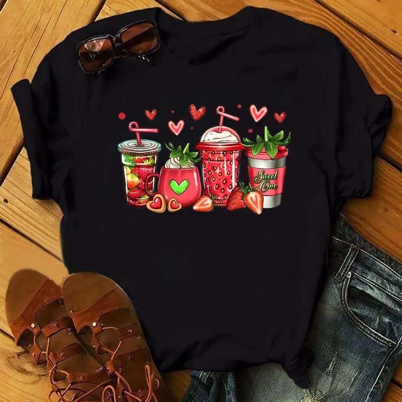 

Fashion Watermelon Coffee Printed Women Tshirts 90s Trend Cute Short Sleeve Women FeUnisex Graphic Tee Streetwear Clothes 4XL