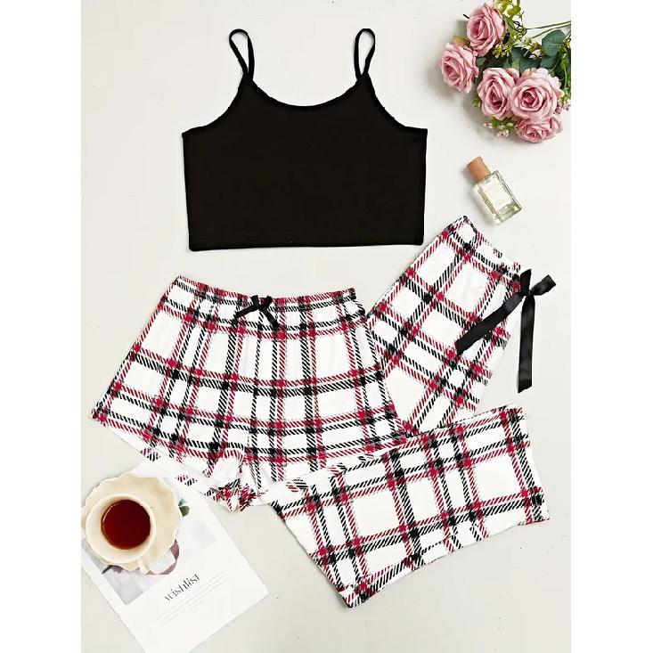 

Популярні шорти з підтяжками, брюки з трьох частин, модні повсякденні краватки-метелики Комплект домашнього одягу Жіноча повсякденна піжама M