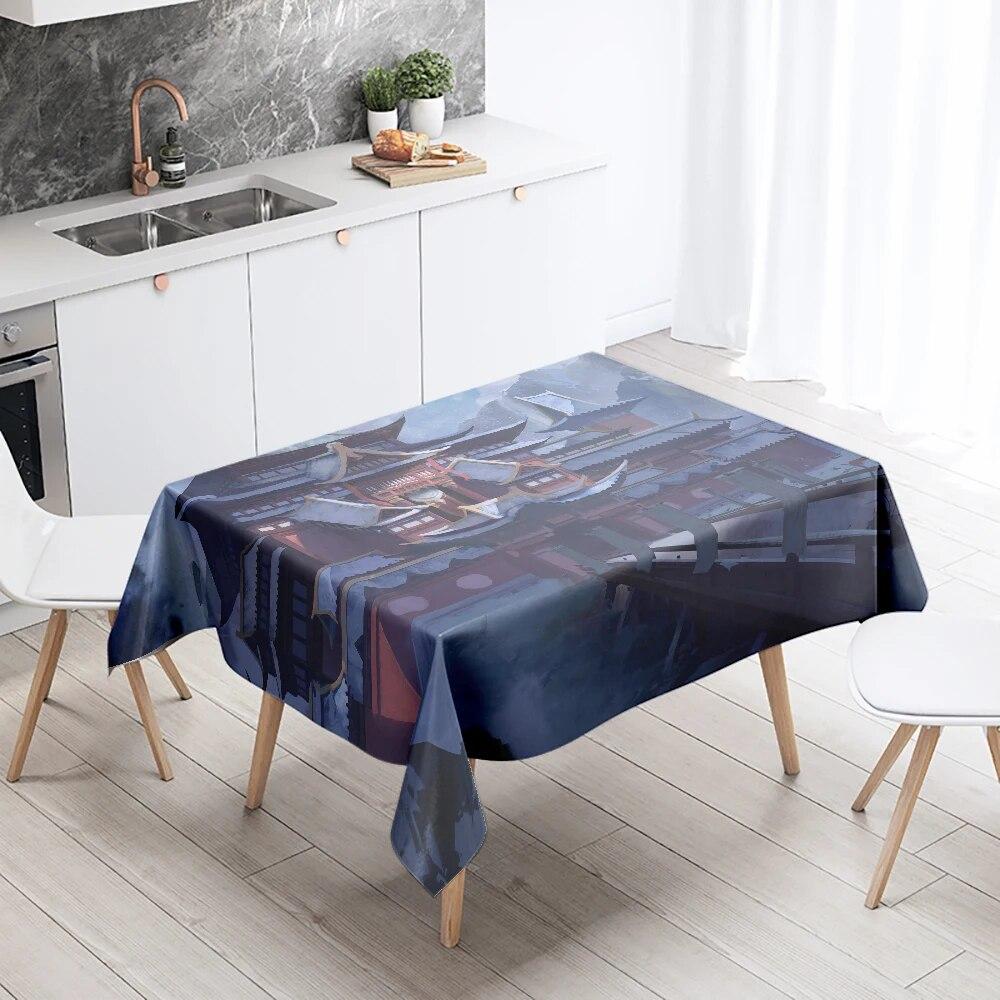 Sci-Fi Future Tischdecke, Punk, schmutzabweisend, wasserdicht, rechteckig, für Küche, Esstisch, Heimdekoration