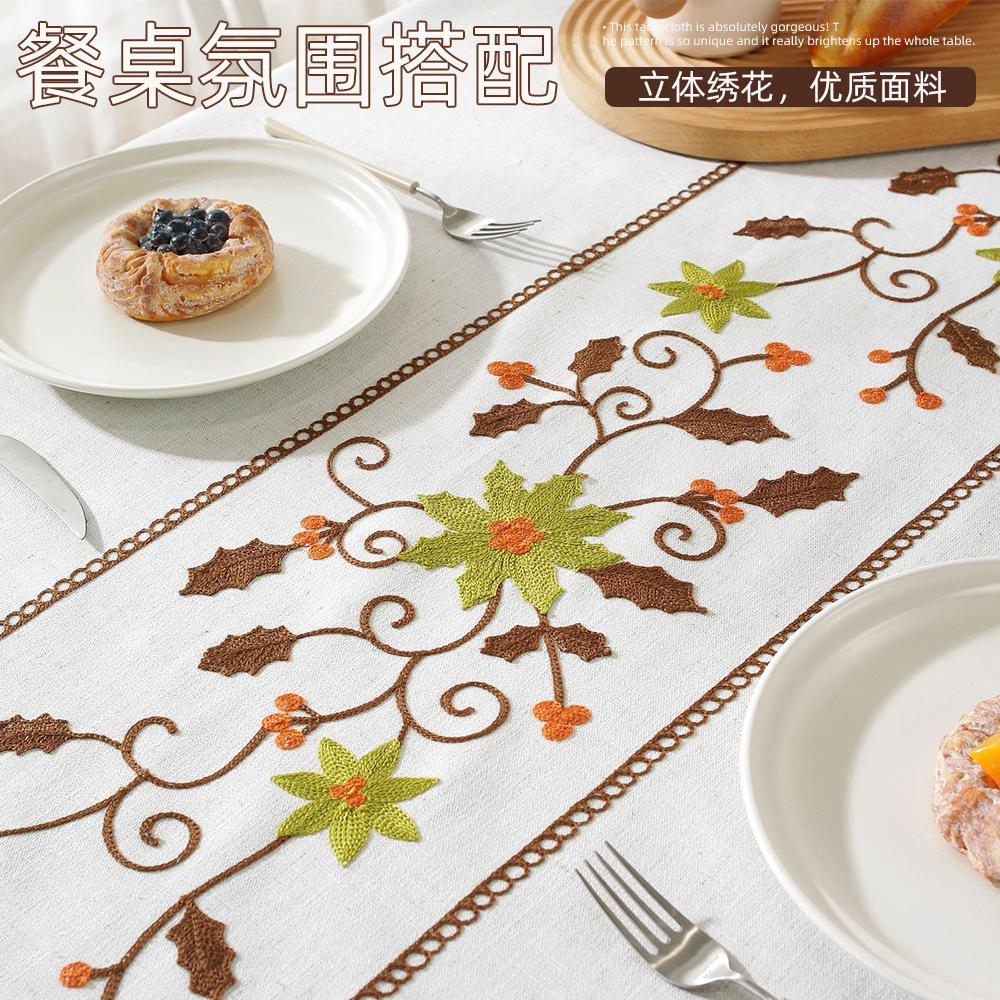 Embroidered Three-Dimensional Tablecloth Hot-Selling Table Mat Dining Table Coffee Table Tablecloth Spot Fringed Tablecloth Rectangular