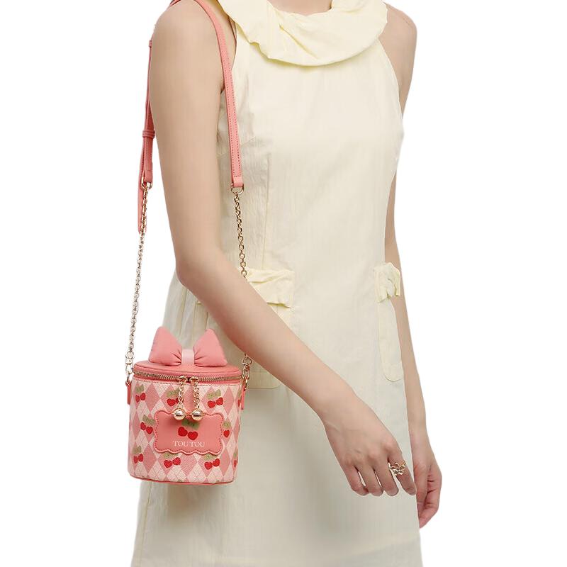 

Toutou Women s Quilted Cherry Bow Chain Crossbody Bag Small