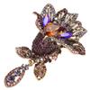 Flower Brooch Pin Elegant Exquisite Alloy Rhinestone Petal Brooch Pin for Wedding Party