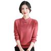 Autumn/Winter Fleece-Lined Knit Base Layer for Middle-Aged & Elderly Women - Half-High Neck, Thickened Fashion Sweater for Mothers