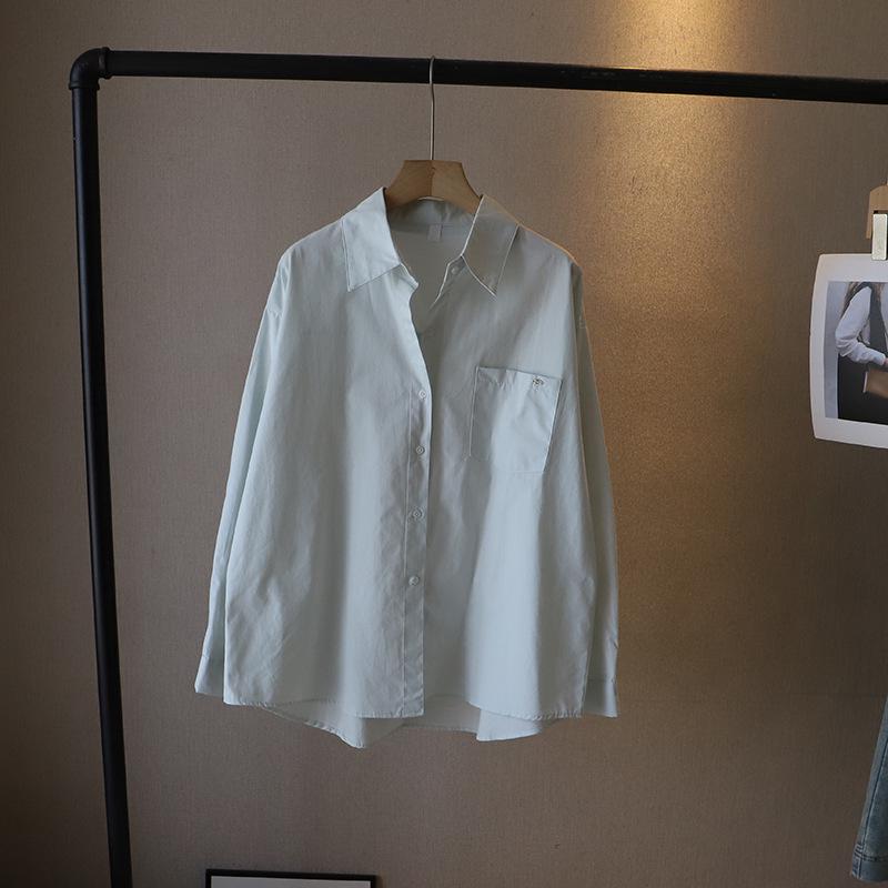 Buntes 2025 Koreanischer Stil Damen Locker Übergroß Langärmliges Hemd